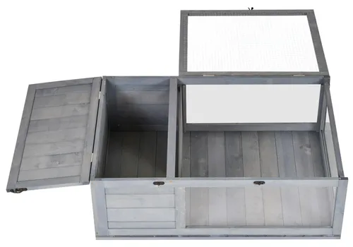 Schildkrötenhaus aus Holz mit aufklappbarem Dach, 91x60,5x32 cm, Grau