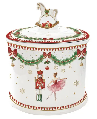 Easy Life MNOE1334 - Magie de Noel Keksdose - Küchenlagerungs-Zubehör: Wunderschöne Keksdose aus robustem Porzellan mit festlichen Motiven, ideal für die Adventszeit und vielseitig einsetzbar.