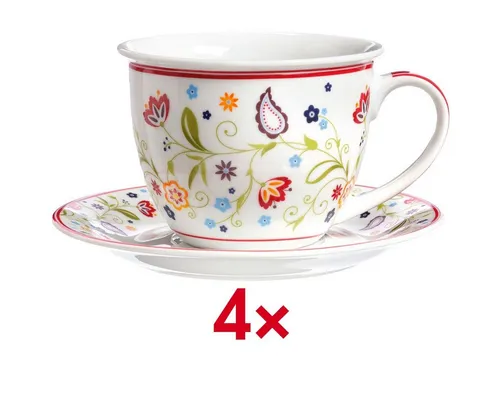Ritzenhoff & Breker Kaffeeservice Shanti (8-tlg), Porzellan, Kaffeetassen inkl. Untertassen, spülmaschinengeeignet