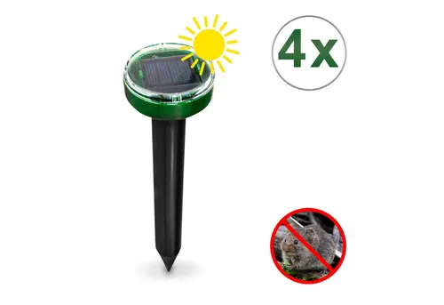 Alma Garden Vibrations-Tierabwehr Maulwurfschreck - Abwehr für Maus, Maulwurf, Nagetier & Co. Vertreiber, 4-tlg., Abschreckung mit Vibration und Ultraschall