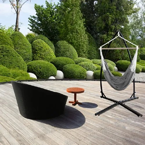 casa.pro Hängesesselgestell - Universelles Hängestuhl Gestell in Schwarz - Hängesessel Zubehör aus robustem pulverbeschichtetem Metall, belastbar bis 130kg. Perfekt für entspannte Stunden im Garten oder Wohnzimmer.