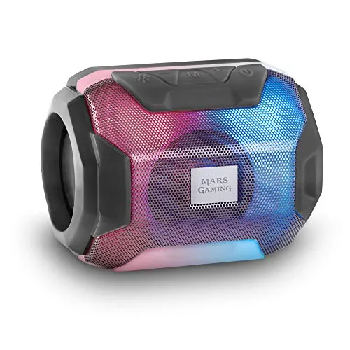 Mars Gaming GAMING MSBAX - Kompakter Bluetooth-RGB-Lautsprecher, 10W Leistung, beeindruckender Klang und bis zu 8 Stunden Akkulaufzeit