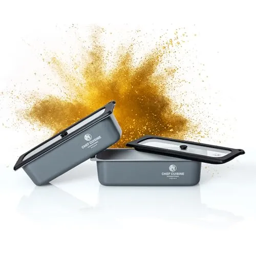 Chef Cuisine Vakuumbehälter 2er-Set – Frischhaltebehälter aus Borosilikatglas mit Carbonstahl - Vorratsdosen-Sets, verlängern die Frische von Lebensmitteln bis zu 4x länger dank effektiver Vakuumtechnologie und hitzebeständig bis 220 °C für vielseitige Nutzung.