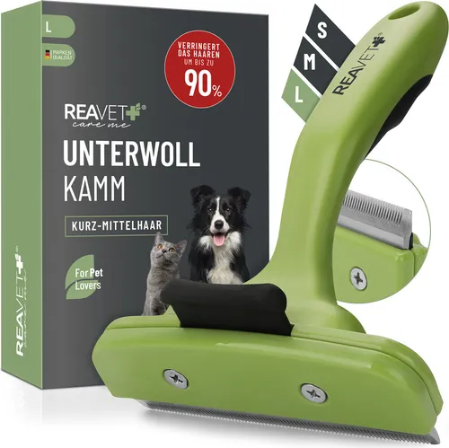 REAVET Unterwollkamm L mit Selbstreinigung – Bis zu 90% weniger Haare