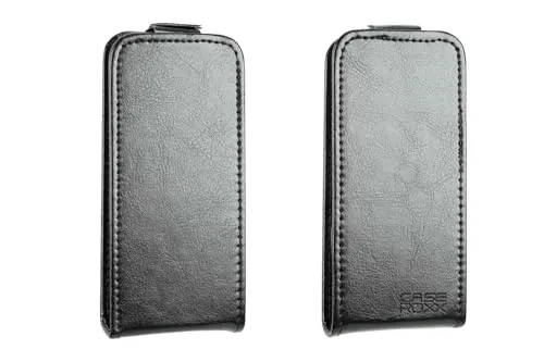 caseroxx Flip Cover für Nokia 105 2G (2023) / 106 2G (2023) in schwarz – Handy-Tasche mit Kreditkartenfächern & Magnetverschluss aus Kunstleder, schlank & funktional