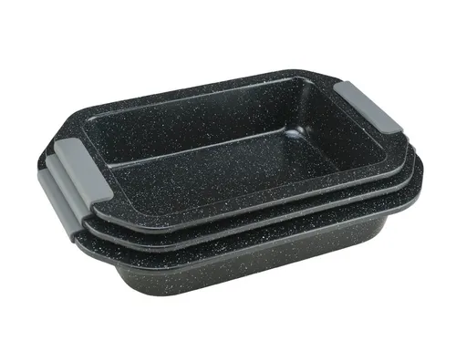 3-teiliges Bräter-Set – Karbonstahl mit Marmor-Antihaftbeschichtung