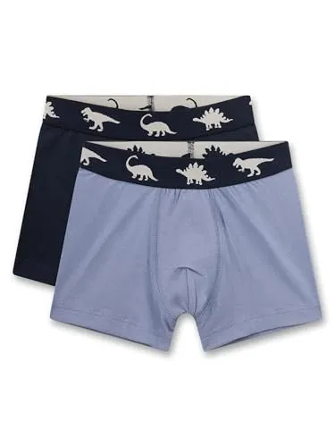 Sanetta Jungen-Unterhose Blau | Hochwertige und nachhaltige Unterhose aus Baumwoll-Mix. Einfarbige Shorts mit Webbund | Inhalt: 2er Set Unterwäsche
