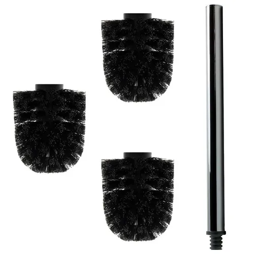 Daloual 3 x Bürstenkopf Schwarz Ø 8 cm Griff 26 cm Toilettenbürste Klobürste
