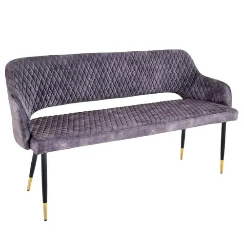 riess-ambiente Sitzbank PARIS - 160cm grau Samt mit goldenen Fußkappen - Sitzbänke mit hochwertigem Samtbezug in Grau und glamourösen goldenen Fußkappen für ein elegantes Ambiente in Ihrem Wohnraum.