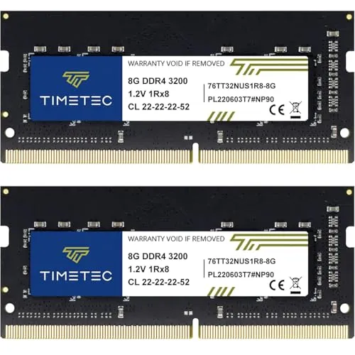 Timetec 16 GB (2x8 GB) DDR4 3200 MHz (PC4-3200AA) PC4-25600 SODIMM – Non-ECC Unbuffered, 260-Pin, 1,2 V CL22 Speichermodul für Laptops, Mini-PCs und All-in-One-Computer