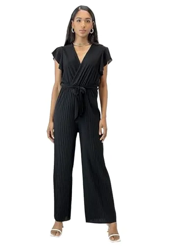 Elara Damen Jumpsuit V-Schnitt 1249 Black - Jumpsuit für Damen aus 95% Viskose, perfekt für Alltag und besondere Anlässe. Der moderne V-Schnitt zaubert eine feminine Silhouette und bietet durch elastisches Material optimalen Tragekomfort.