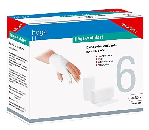 Höga-Mubilast elastische Mullbinde, 6cm x 4m, 20 Stück