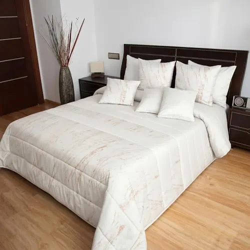 Rodnik Tagesdecke Set 260x240cm + 2 Kissenbezüge, Cremeweiß, gesteppt, pflegeleicht - Elegante Tagesdecke mit gestepptem Design für stilvolle Schlafzimmer. Ideal für Doppelbetten, inklusive 2 Kissenbezügen. Pflegeleicht und waschbar bei 30°C, für eine unkomplizierte Nutzung.