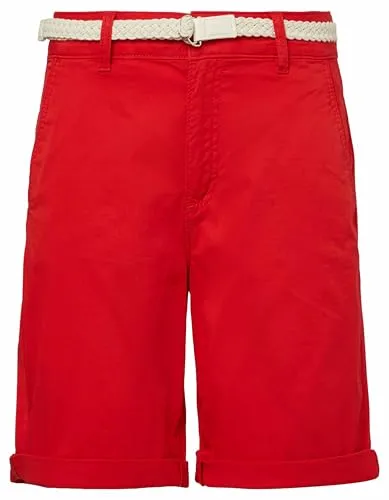 s.Oliver Chinoshorts mit geflochtenem Gürtel in Rot, Größe 38 - Stylische Chinoshorts für Damen, atmungsaktiv und elastisch. Mit geflochtenem Gürtel für einen modischen Look, ideal für Freizeit und Sommeroutfits.