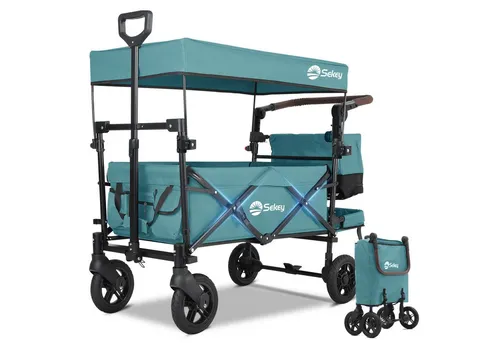 Sekey Bollerwagen Faltbar mit Dach für 2 Kinder, 150KG von Sekey