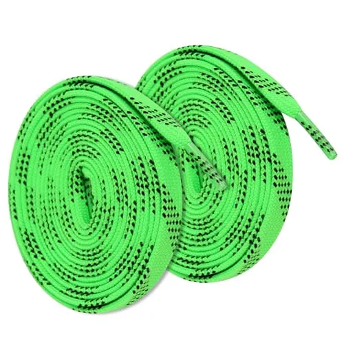 DELAESI 1 Paar Gewachste Schnürsenkel Eishockey Grün Flache Schlittschuh Schnürsenkel 244cm Schuhschnüre für Inlineskates Rollschuhe Geeignet