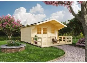 KONIFERA Gartenhaus Kallenberg 3 mit Vordach und Terrasse in grün von Konifera