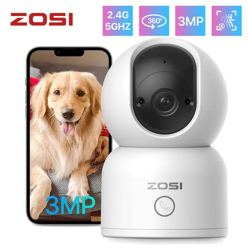 ZOSI 3MP 360° Audio WIFI Überwachungskamera 2,4/5GHz WLAN Baby Kamera Auto Track