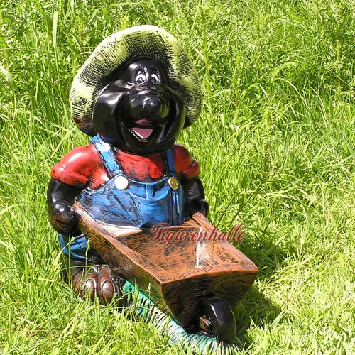 Maulwurf Gartenfigur Schubkarre witzig Haus Gartenzwerg Garten Lustig Figur Deko