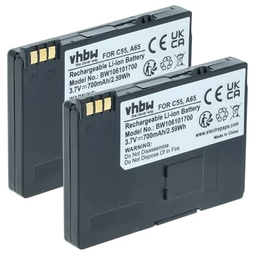 vhbw 2X Akku kompatibel mit Siemens Gigaset SL560, SL555, SL56, SL3 Professional, SL55, SL550 schnurlos Festnetz Telefon (700 mAh, 3,7 V, Li-Ion)