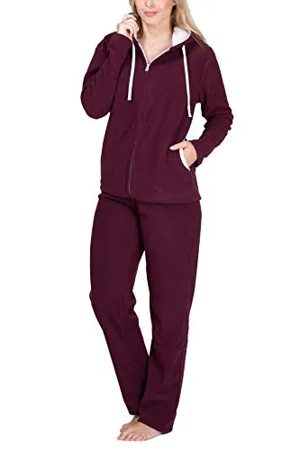 SLOUCHER Fleece-Anzug für Damen - Bequemer Hausanzug in Bordeaux, Größe 40-42 - Streatwear Trainingsanzüge für Damen, aus wärmendem Fleece für hohen Tragekomfort und ideale Passform, perfekt für Homewear und gemütliche Stunden.
