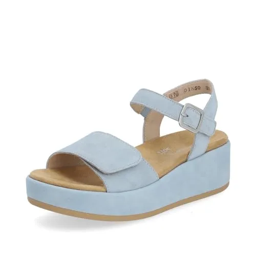 Remonte Damen Plateausandalen D1N50, Frauen Sandalen,lose Einlage,Plateausandaletten,Dicke Sohle,bequem,Sommerschuhe,Freizeitschuhe,blau (10),39 EU