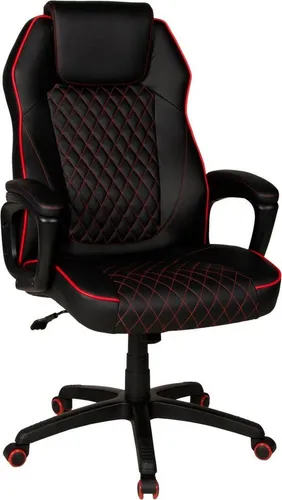 Duo Collection Chefsessel Maik XXL rot|schwarz - Bürostühle, belastbar bis 150 kg und ideal für komfortables Arbeiten im Homeoffice mit S-Form Rückenlehne und stufenloser Sitzhöhenverstellung.