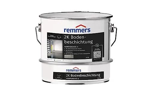 Remmers 2K Bodenversiegelung - 5 KG - Bodenbeschichtung für Lagerräume, Garagen und Werkstätten, wasserverdünnbar, hohe Abriebfestigkeit und rutschhemmend für Sicherheit und Langlebigkeit.