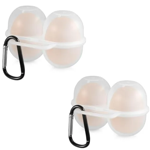 LiJuanWang Eier Transportbox, 2 Stücke Eierbehälter, Kunststoff Eierdose, Mit Karabiner, Eierbehälter für Unterwegs, Eier Dose Eier Aufbewahrungsbox, für Kühlschrank Outdoor Camping
