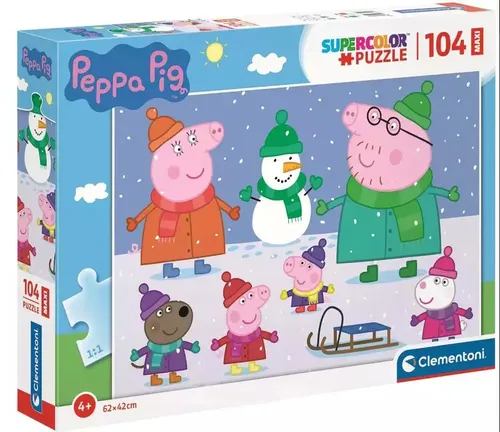 Puzzle maxi 104 elementy. Super color. Świnka Peppa Clementoni 8005125237524