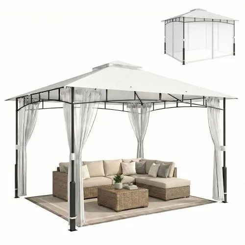 Wasserabweisender Gartenpavillon 3x3,6 m mit Moskitonetz in schwarz von Outsunny