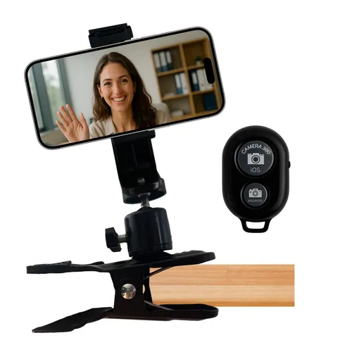 Smartphone Halterung Tisch drehbar + Bluetooth Selbstauslöser Auslöser Handy