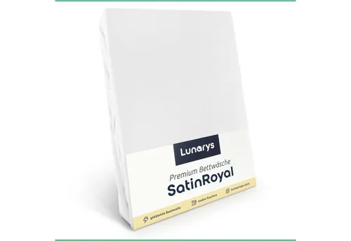 Lunarys Bettwäsche SatinRoyal, Luxus Satin Bettwäsche - 160 g/m² - Weiß - 140x200 cm - 2-teilig