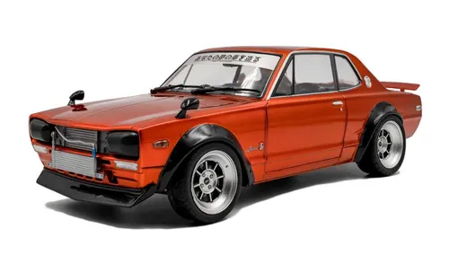 Nissan Skyline C10 Hakosuka 1970 orange metallic 1:18 Solido - Detailgetreues Standmodell im Maßstab 1:18, aus robustem Die-Cast-Material, mit öffnenden Türen. Ideal für Sammler und Fans von Tuning-Autos.