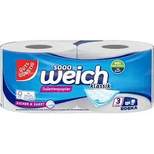 GUT&GÜNSTIG Toilettenpapier sicher & sanft 3-lagig, 2 Rollen