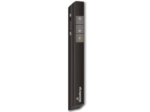 MediaRange Funk-Präsentationsfernbedienung mit 3 Tasten und rotem Laserpointer, kabelloser Presenter mit USB Empfänger, Sendereichweite bis 15m, für professionelle Vorträge & Präsentationen