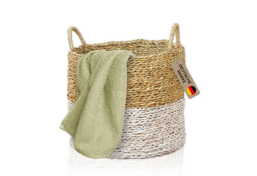 Lycce Wäschebox AUFBEWAHRUNGSKORB Flechtkorb RUND in Gr.1 Seegras