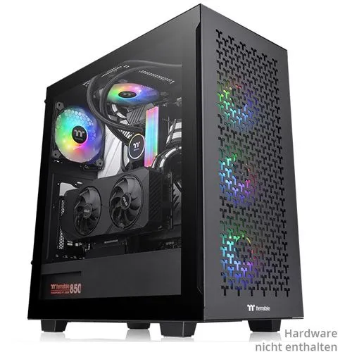 THERMALTAKE V350 TG ARGB Mid Tower Gehäuse - PC-Gehäuse im Midi Tower Format mit Tempered Glas Sichtfenster, ideal für eine stylische Präsentation deiner Hardware.