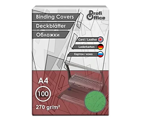 ProfiOffice® Deckblätter, DIN A4, Lederoptik, grün, A4 270g/m², 100 Stück (29003)