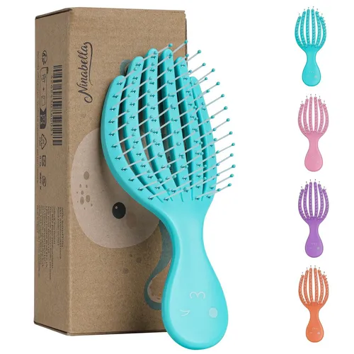 Ninabella Haarbürste Haarbürsten Locken lange Haare - Hair Brush - Kinderhaarbürste Blau, 1-tlg., Haarbürste ohne Ziepen für Kinder - Entwirrbürste - Detangler Bürste