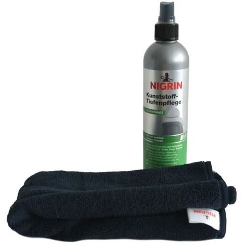 Nigrin Kunststoff Tiefen-Pflege Seidenmatt 300ml Spray Pfleger + Mikrofaser-Tuch