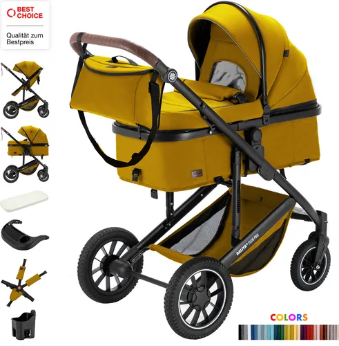Daliya® FLEXI-PRO M 2in1 Kombikinderwagen - Gelb - Entdeckt den Daliya FLEXI-PRO M, den flexiblen 2in1 Kinderwagen! Mit innovativer Einhand-Bedienung für die Babywanne und abnehmbaren Sicherheitsgurten bietet er Komfort und Sicherheit für Euer Kind. Ideal für moderne Familien!