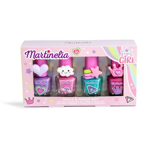 Kinder Nagellack und Ringset, Martinelia Mix - 4x5 ml, ideales Geschenkset