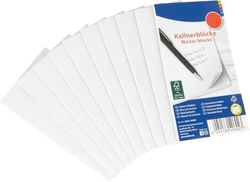 Livepac-Office 20 Gastronomieblöcke/Kellnerblöcke/Notizblock mit je 50 Blatt blanko 7x15cm