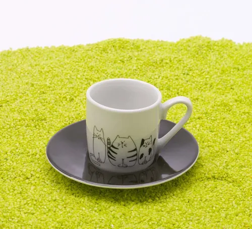 Könitz Porzellan Espresso Tasse & Untertasse Funny Cats (Katze/Kater) 85ml