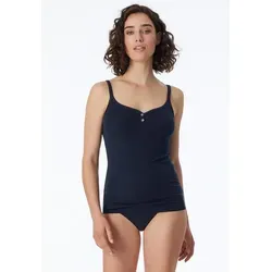 Schiesser Unterhemd Naturschönheit Perlmutt-Knopfleiste, schmale Träger, weich, hüftbedeckend blau 38