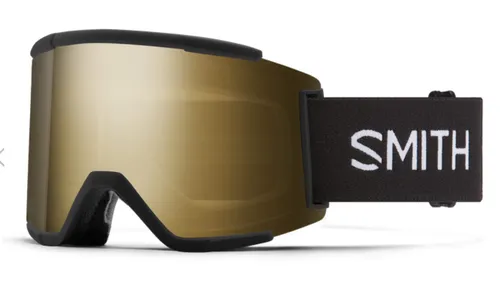 SMITH SQUAD XL Schneebrille 2025 - black/chromapop sun black gold mirror - Snowboardbrillen mit übergroßem Rahmen und robustem Carbonic-X-Material, ausgestattet mit Fog-X-Technologie für klare Sicht und maximalen Komfort beim Snowboarden.