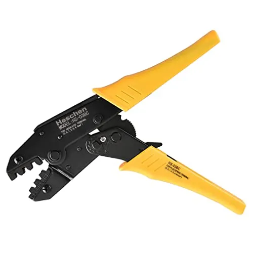Heschen Ratschen-Crimpzange, HS-03BC, Crimpwerkzeuge für nicht isolierte Anschlüsse und Buchsen, Verwendung für 0,5-6 mm² (20-10 AWG), Gelb