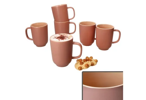Ritzenhoff & Breker Becher Ritzenhoff 6x Jasper Kaffeebecher 250ml H10,4cm Puder Tee-Tassen, Steingut