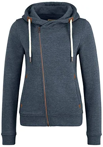 OXMO OXVicky Sweat Zip-Hoodie Damen Sweatjacke Kapuzenjacke Hoodie mit Kapuze Kordel Reißverschluss Eingrifftaschen Regular fit, Größe:XS, Farbe:INS BL Mel (7989915)